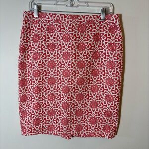 J. Crew No. 2 Pencil‎ Skirt Red Tile Print Size 8